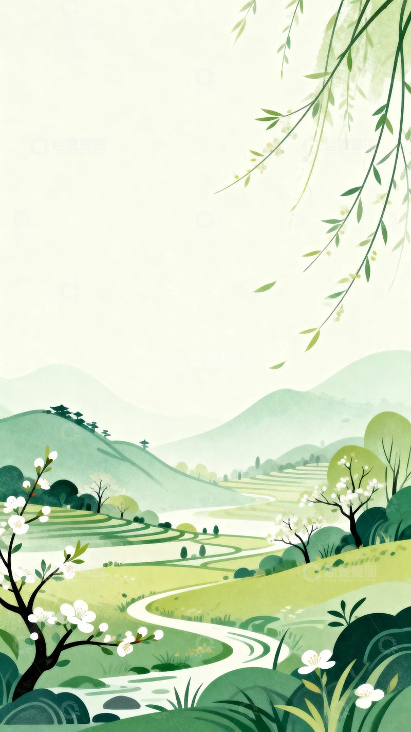 高清大图下载【趣麦麦图】国风立春节气背景11