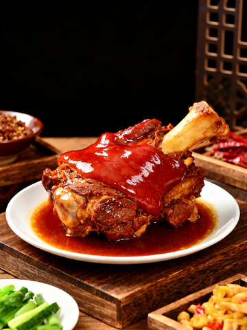 川菜东坡肘子色泽红亮或酱红