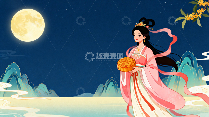 高清大图下载【趣麦麦图】中秋节节日背景06