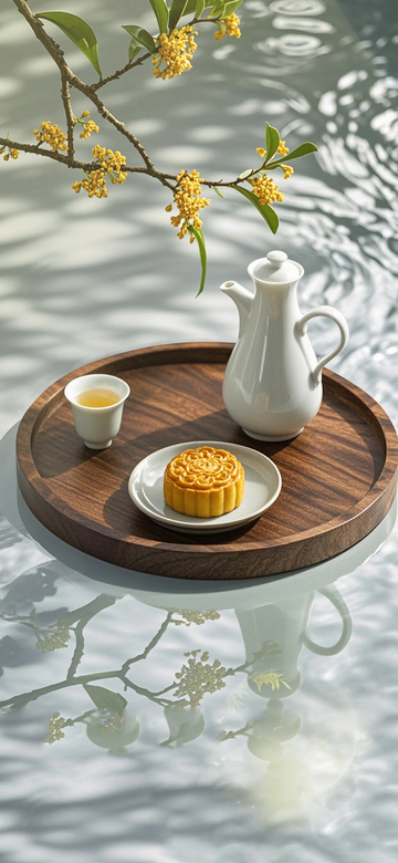 中秋节新中式茶具月饼意境