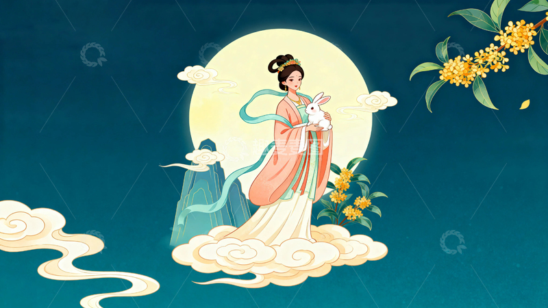 高清大图下载【趣麦麦图】中秋节节日背景2