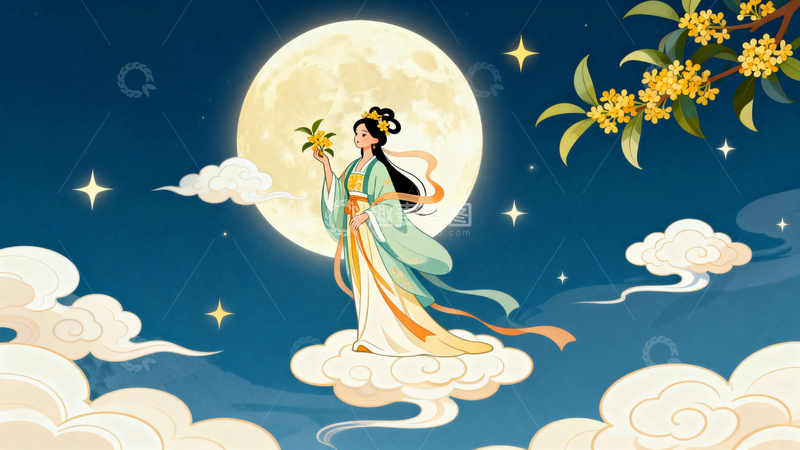 高清大图下载【趣麦麦图】中秋节节日背景1