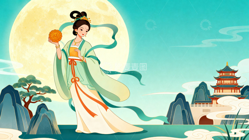 高清大图下载【趣麦麦图】中秋节节日背景9