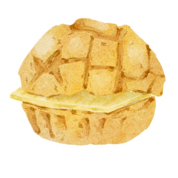 水彩风格美食菠萝面包