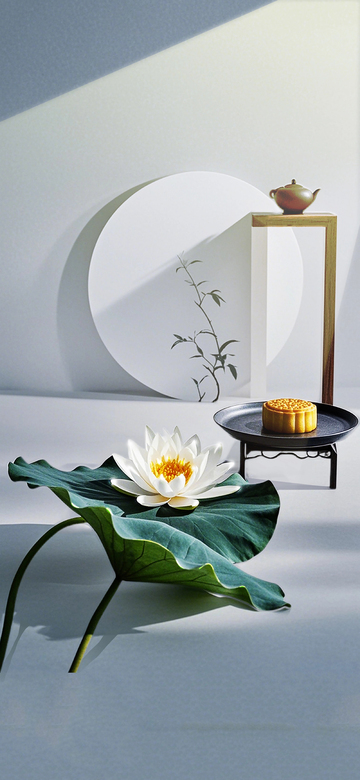 中秋节荷塘夜色新中式场景