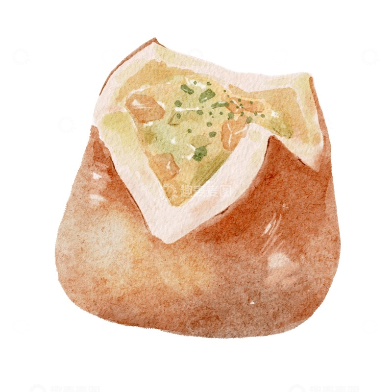 源文件下载【趣麦麦图】水彩风格美食可口面包