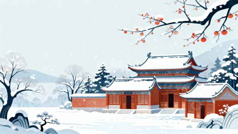 高清大图下载【趣麦麦图】冬季大雪国风背景3