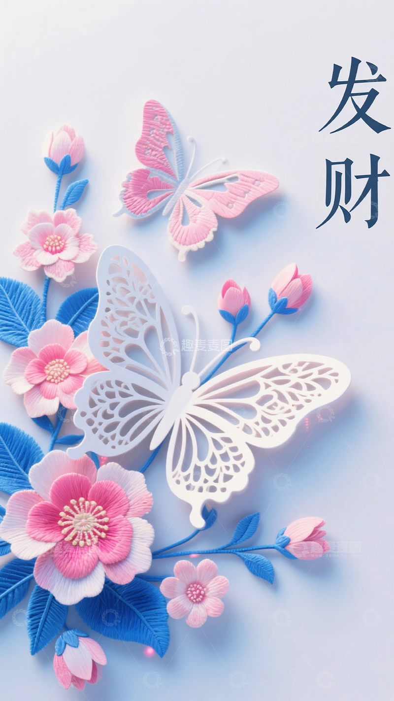 高清大图下载【趣麦麦图】立体花 蝴蝶舞