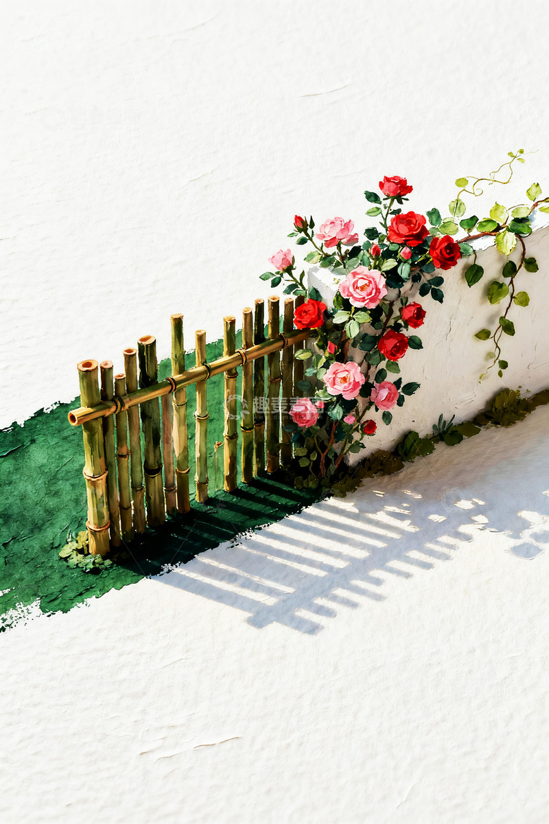高清大图下载【趣麦麦图】蔷薇花栅栏微观近距离特写素材2