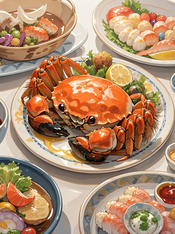 手绘精美大螃蟹