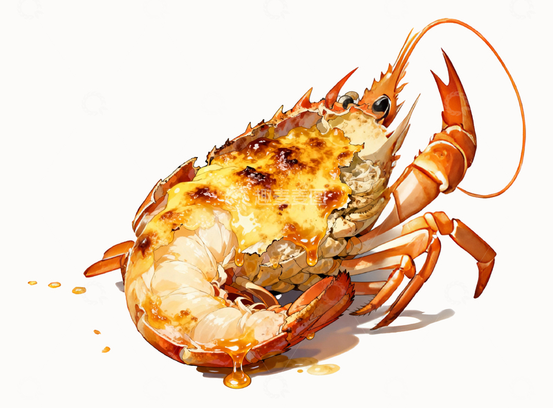 源文件下载【趣麦麦图】手绘风格焗龙虾