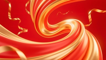 红金丝带漩涡流体背景2