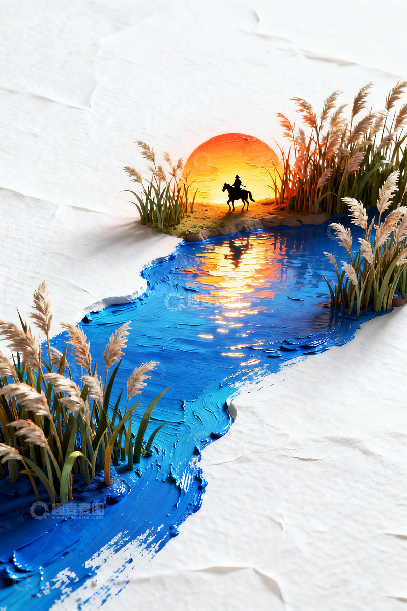 高清大图下载【趣麦麦图】微观日落油画风景1