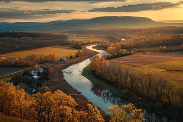 户外树木远山河流自然美景