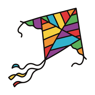 一个彩色正在飘扬的风筝