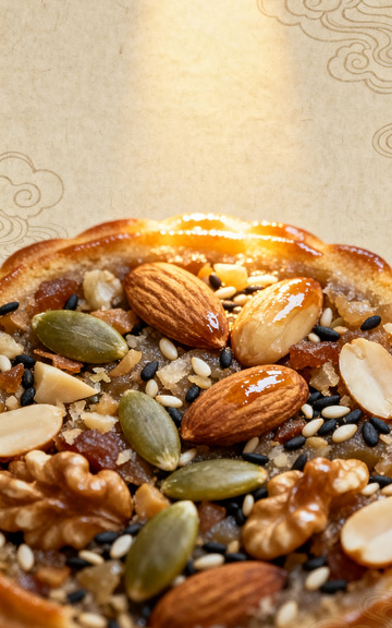 五仁月饼坚果馅料特写背景