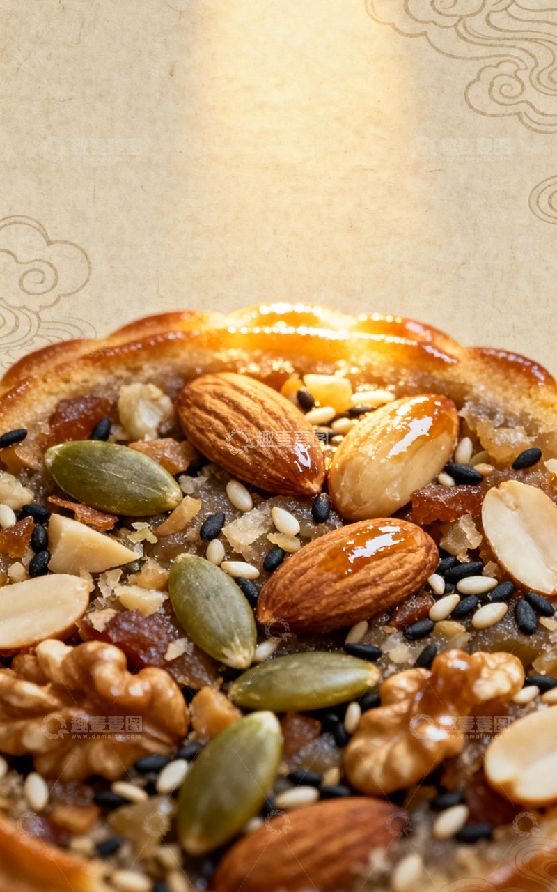 高清大图下载【趣麦麦图】五仁月饼坚果馅料特写背景