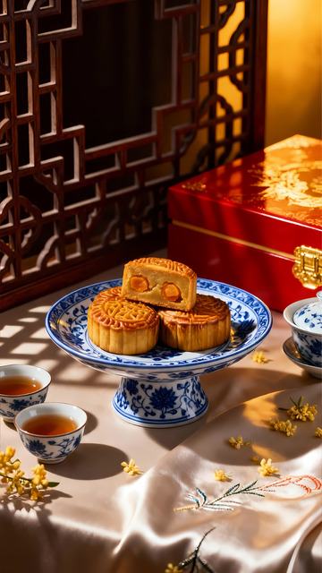 节日美食中秋节月饼摄影图