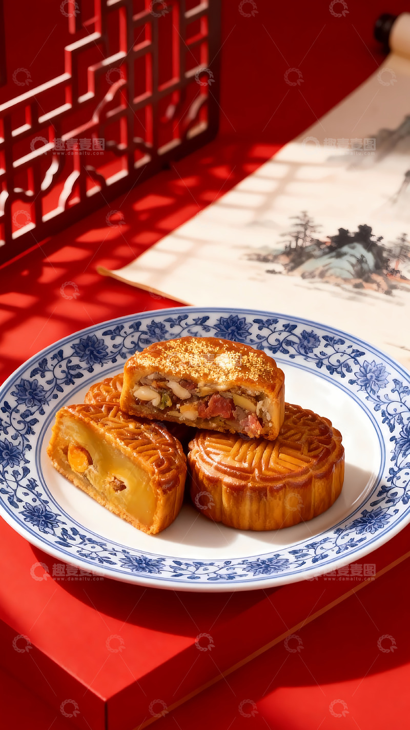 高清大图下载【趣麦麦图】中秋节月饼美食中国风摄影图