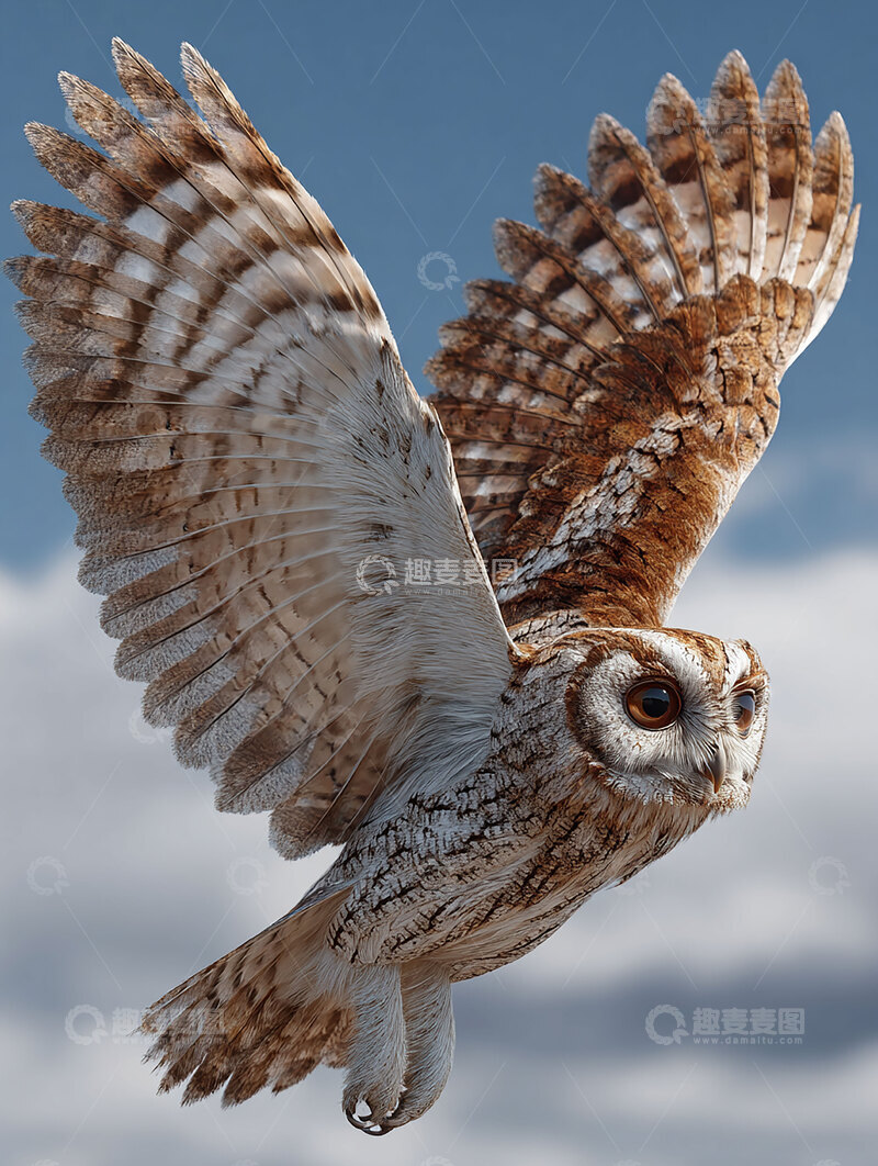 高清大图下载【趣麦麦图】红角鸮  夜目  高翔