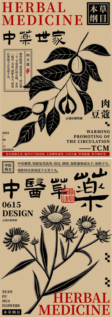 东方草本植物中药世家手绘海报设计