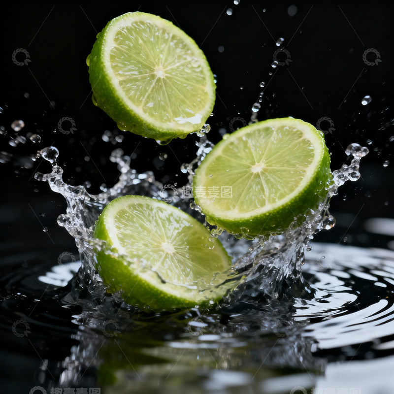 高清大图下载【趣麦麦图】水中青柠切片