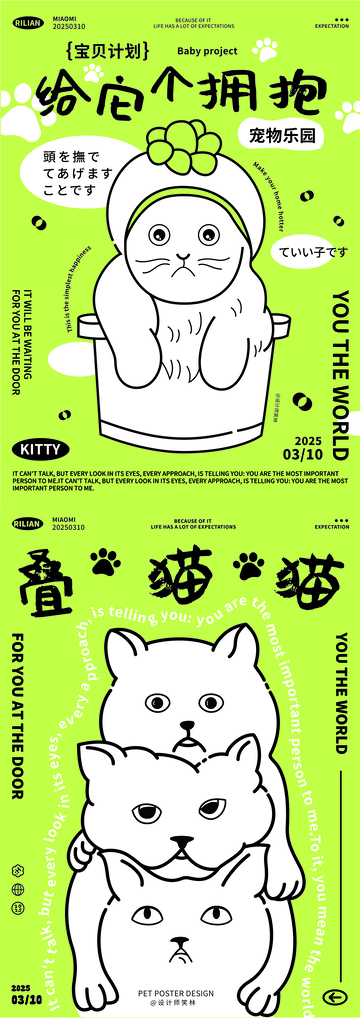 可爱萌宠猫咪系列海报设计