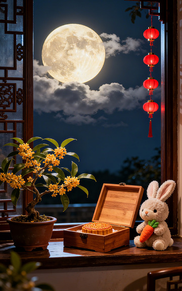 中秋庭院月夜团圆背景