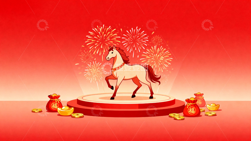 高清大图下载【趣麦麦图】红色马年节日背景13