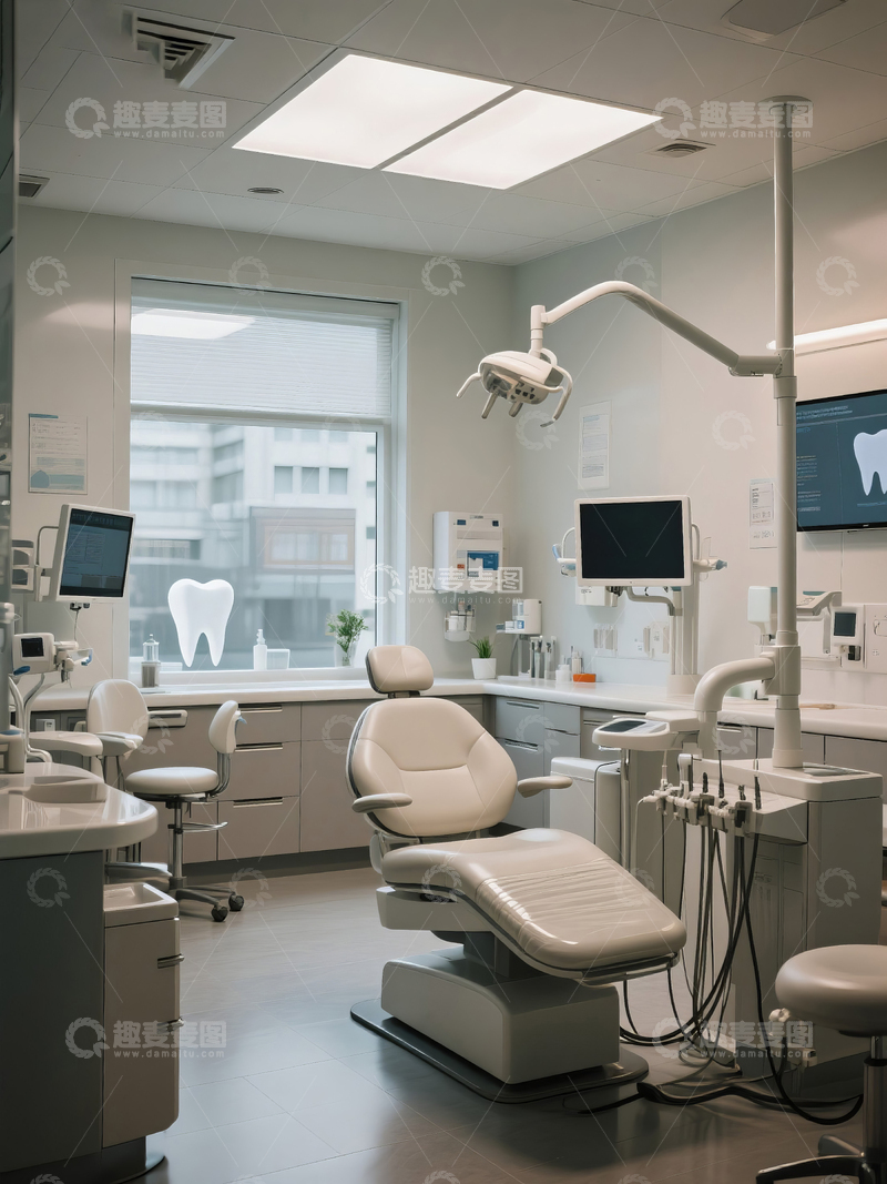 高清大图下载【趣麦麦图】现代牙科诊疗室诊床器材