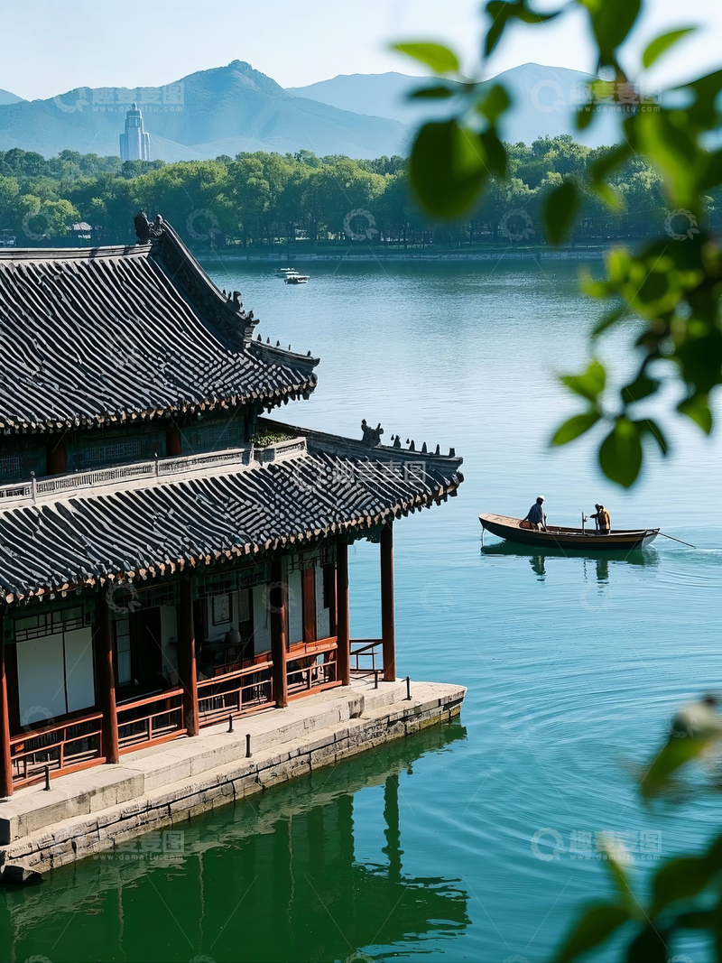 高清大图下载【趣麦麦图】古典园林湖畔亭台建筑风景