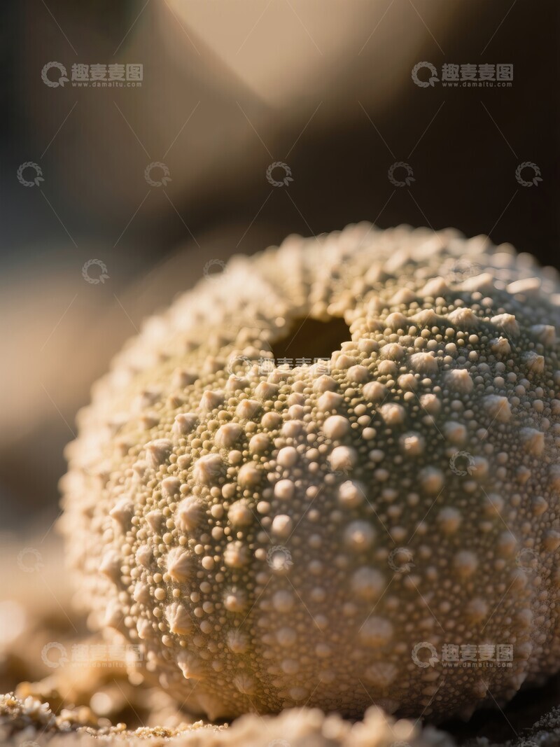 高清大图下载【趣麦麦图】沙滩上的海胆壳特写