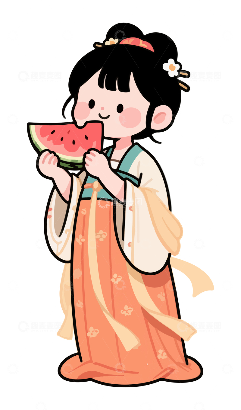 夏天女孩啃西瓜2