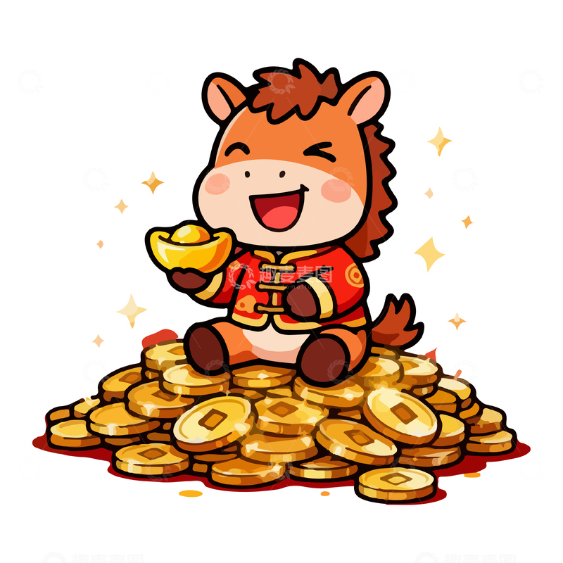 马年春节装饰小马金元宝