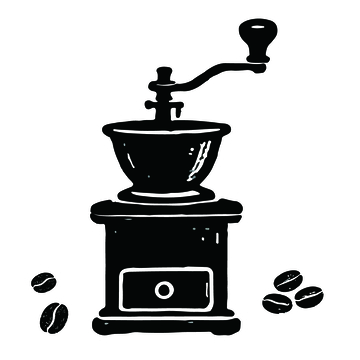 黑白咖啡研磨器插画