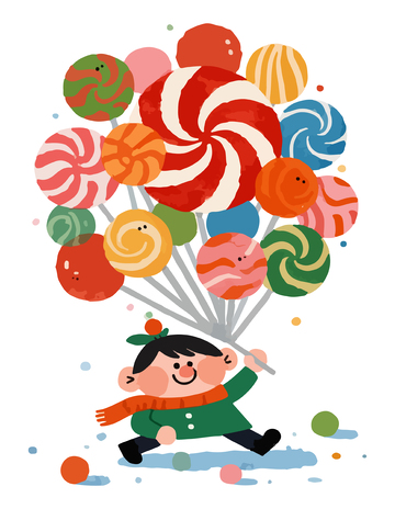 抓着气球的小孩