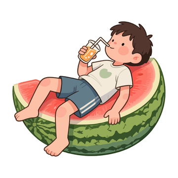 躺在西瓜上喝饮料1