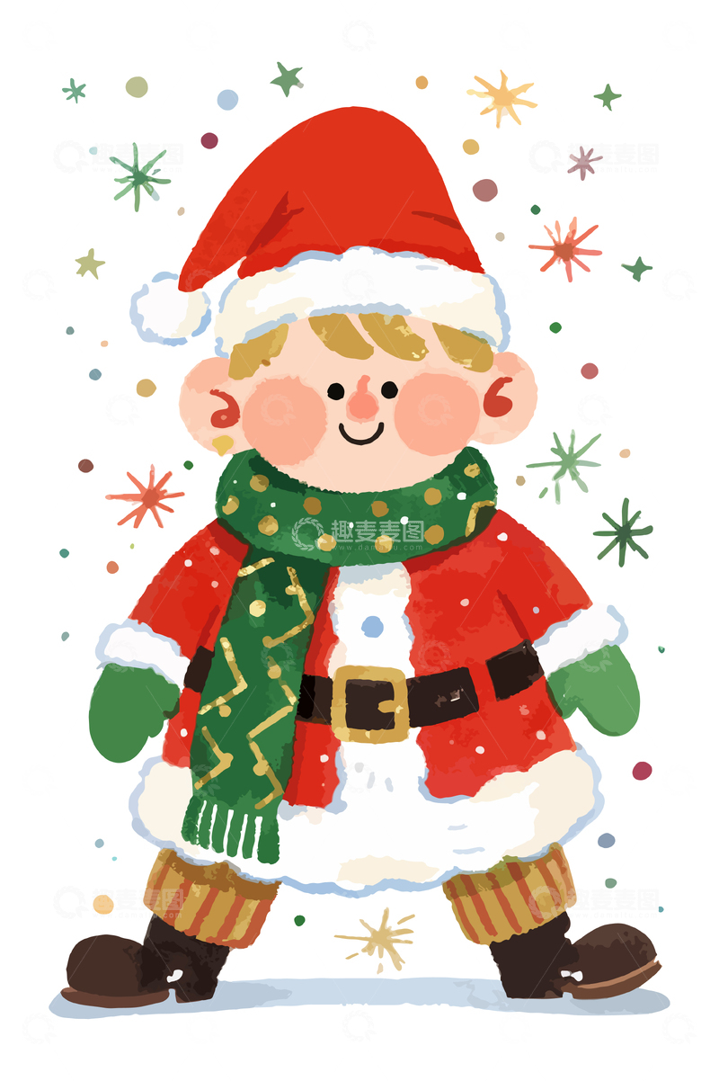 源文件下载【趣麦麦图】-圣诞节小孩人物