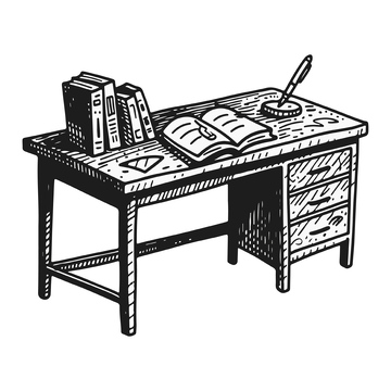一张书桌黑白