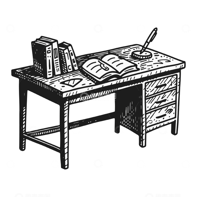 一张书桌黑白