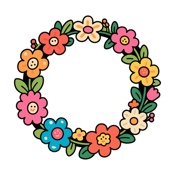 彩色花环卡通插画1