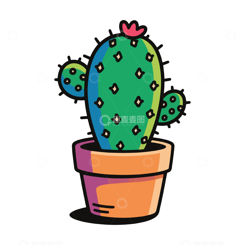 源文件下载【趣麦麦图】仙人掌卡通插画