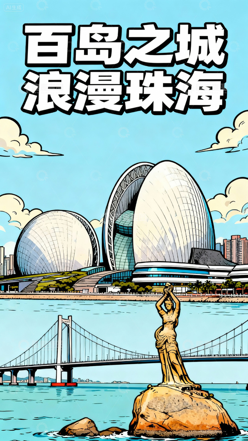 手绘风格浪漫珠海海报设计