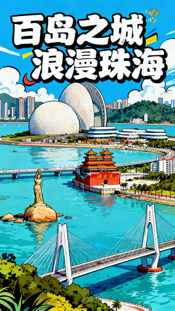 手绘风格浪漫珠海海报设计