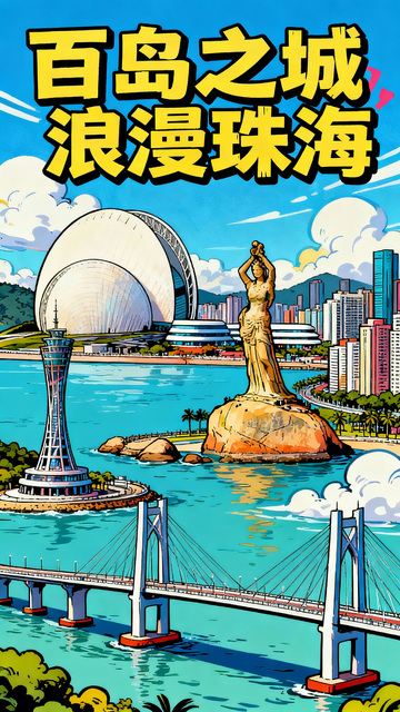 手绘风格浪漫珠海海报设计