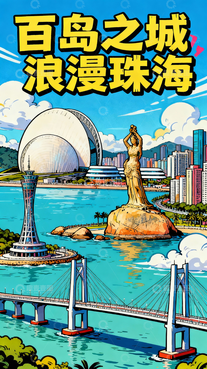 手绘风格浪漫珠海海报设计