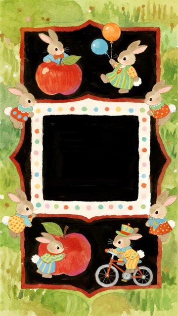 五只兔子穿马戏服装站四方连续图插画