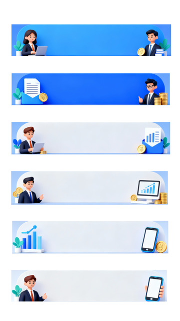 3D渲染商务人士职场办公金融标题框