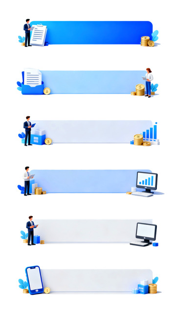 3D渲染商务人士职场办公金融标题框