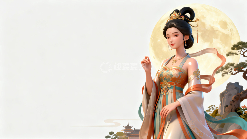 高清大图下载【趣麦麦图】中国风嫦娥中秋背景14